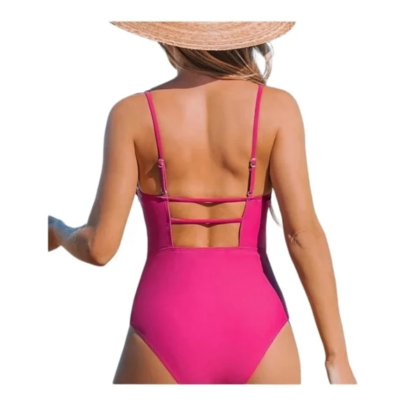 CUPSHE One Piece Suit Square Neck Cutout Back Tummy Control - Picture 2 of 4